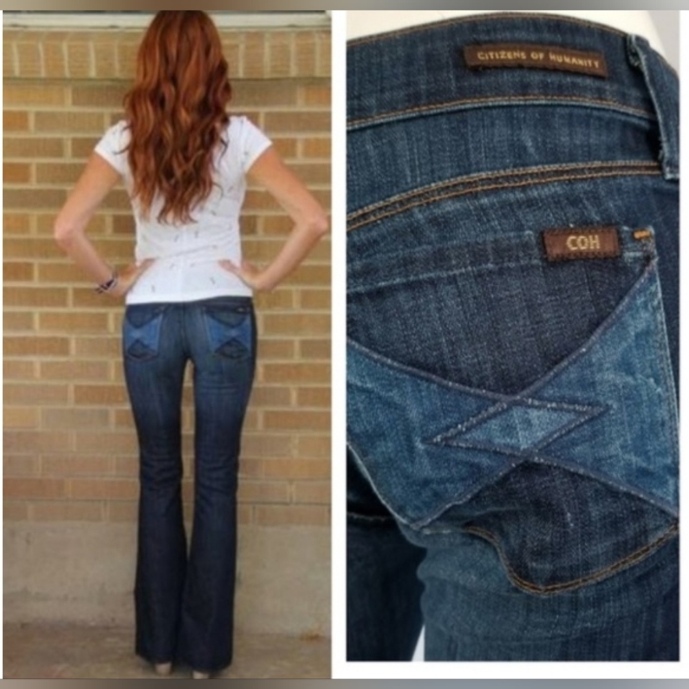 Vintage COH Ingrid Low Waist Flare Leg Jean Size 27 Rare Patchwork Pockets